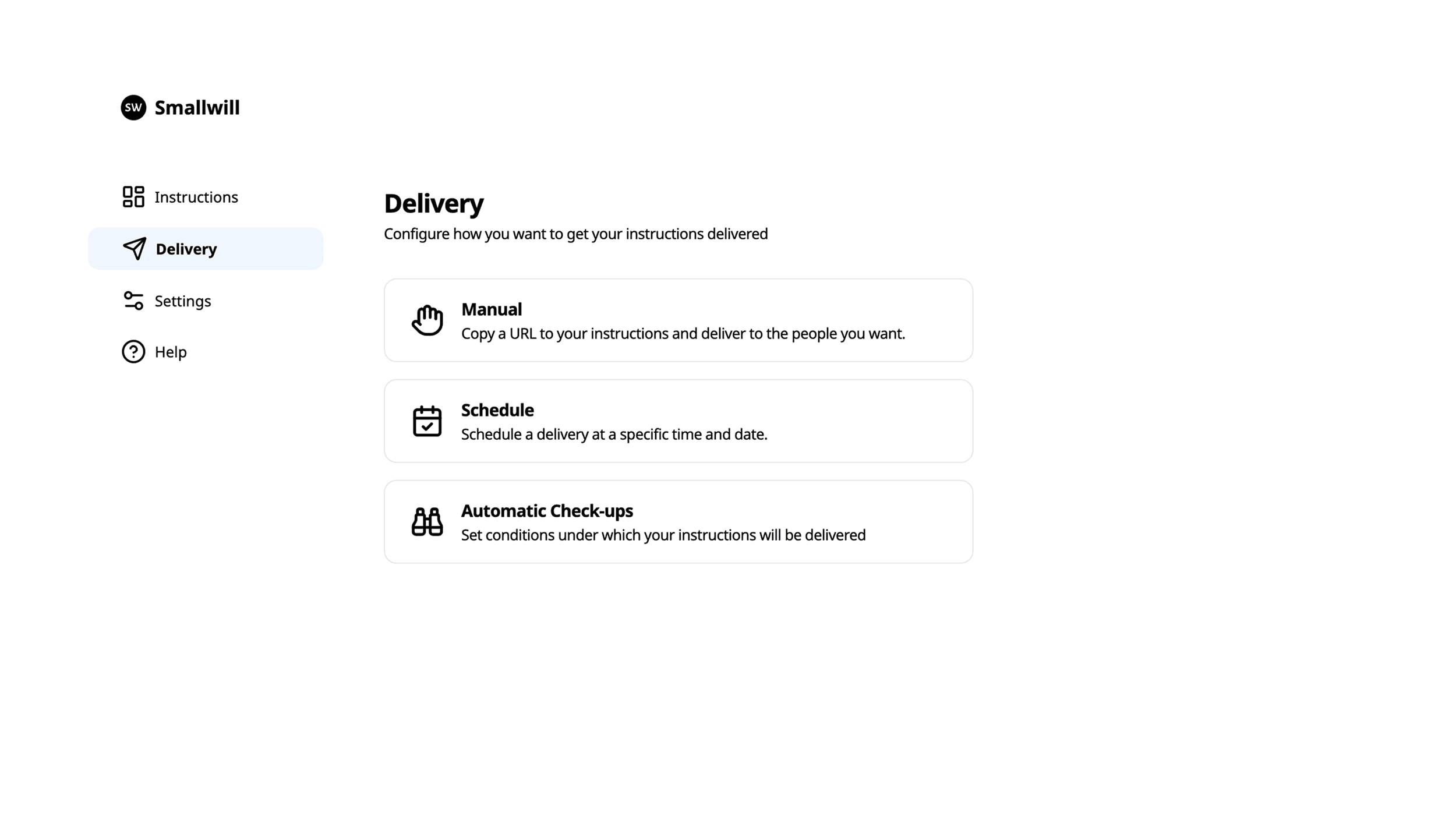 Screenshot of Flexible Delivery Options